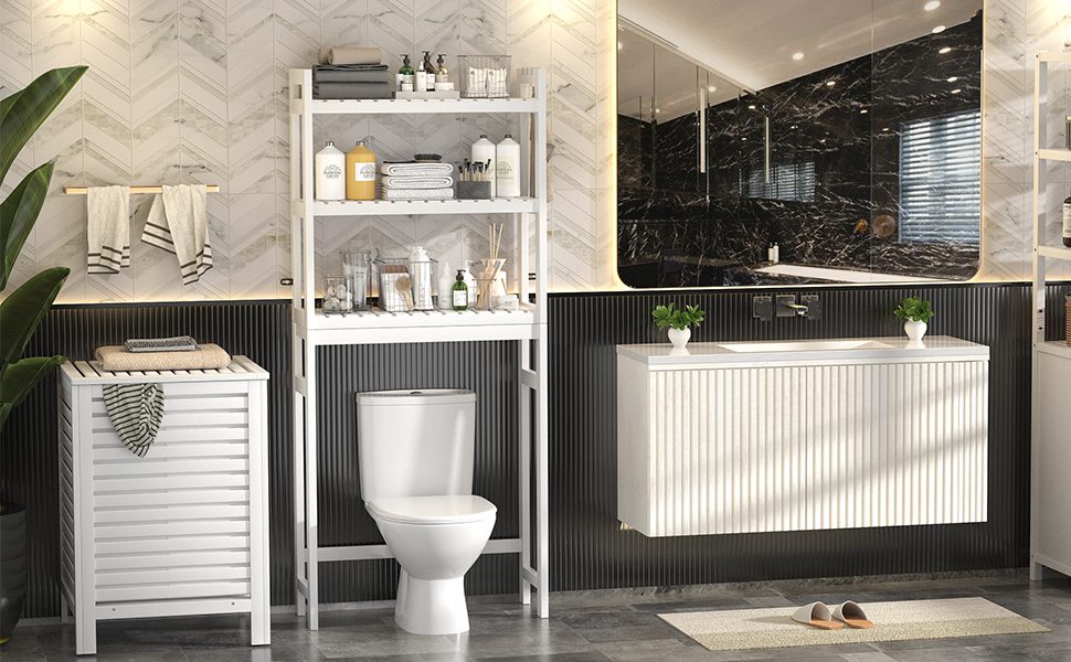 Homykic 3 Tier Bamboo Over The Toilet Storage Shelf